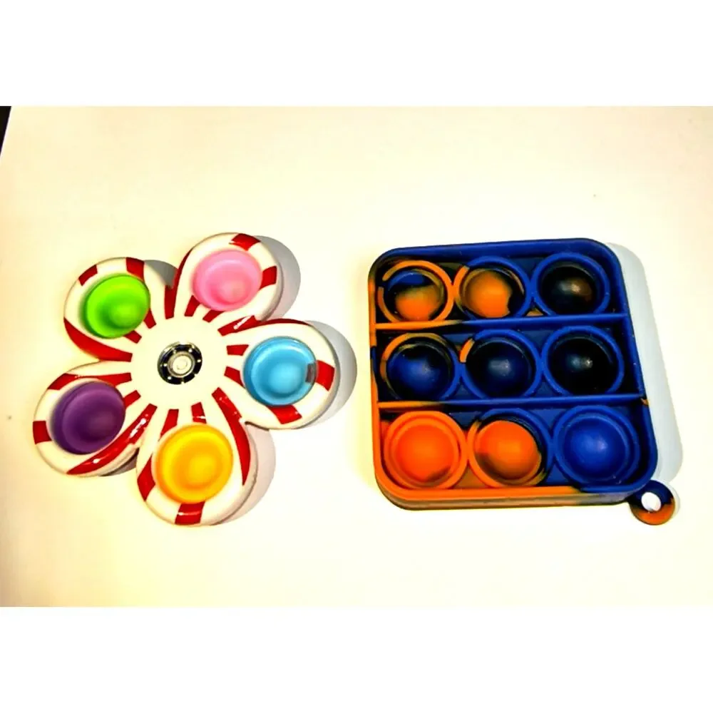 1783.  Sensory Fidget Toys Silicone Bubbles and Spinner Set of 2